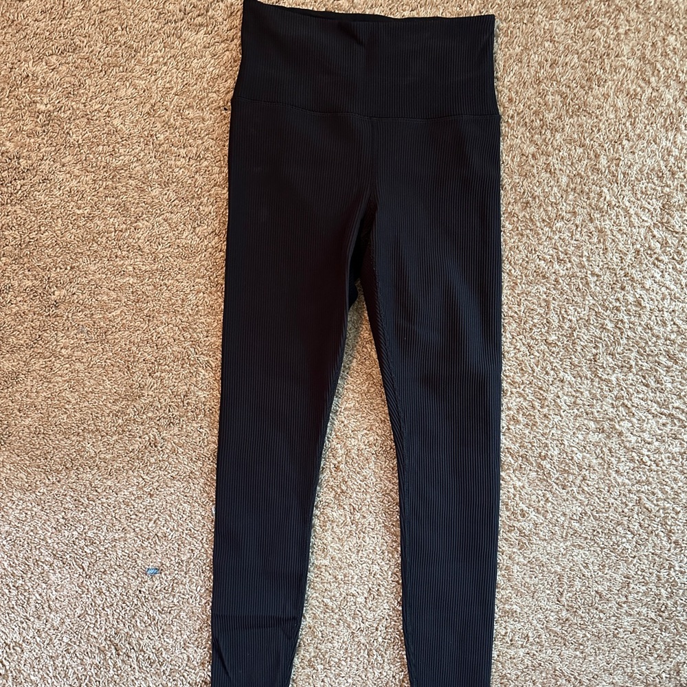 Athleta Black Ribbed High-Waist Leggings